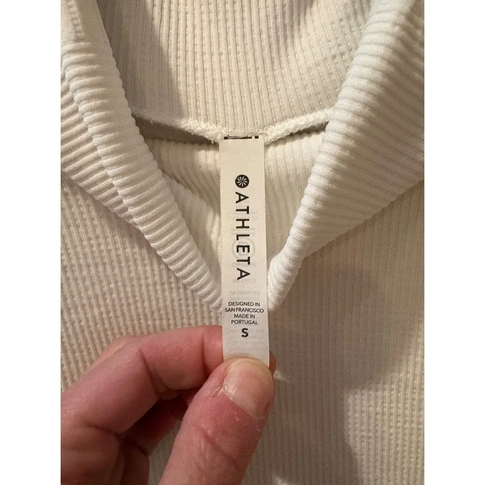 Athleta White Seamless Turtleneck Long‎ Sleeve Thumbhole Top Small Portugal